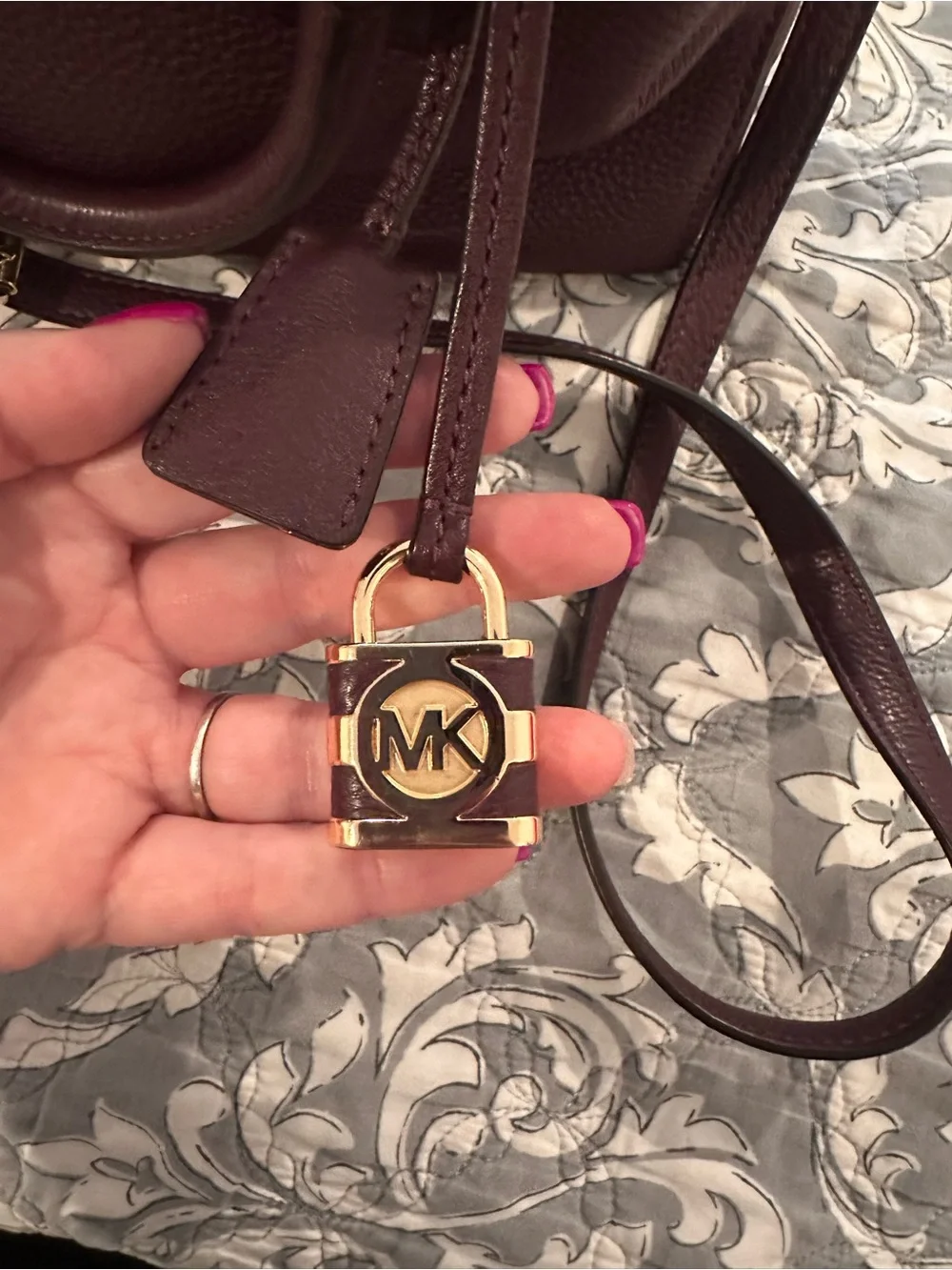 Michael Kors Deep Plum Pebbled Leather Satchel & Wallet